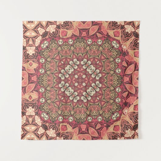 Indiaas abstract medaillonpatroon. Boho en zigeune Wandkleed (Voorkant (horizontaal))