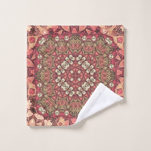 Indiaas abstract medaillonpatroon. Boho en zigeune Washandje (Wasdoekje)