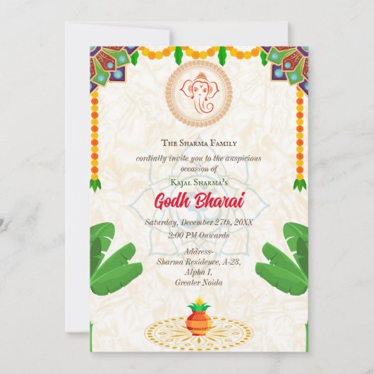 Indiaas Baby shower Godh Bharai Hindu Kaart (Voorkant)