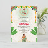 Indiaas Baby shower Godh Bharai Hindu Kaart (Staand voorkant)