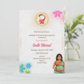 Indiaas Baby shower Godh Bharai Hindu Kaart (Staand voorkant)