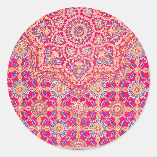 Indiaas borduurpatroon Ronde Sticker (Voorkant)