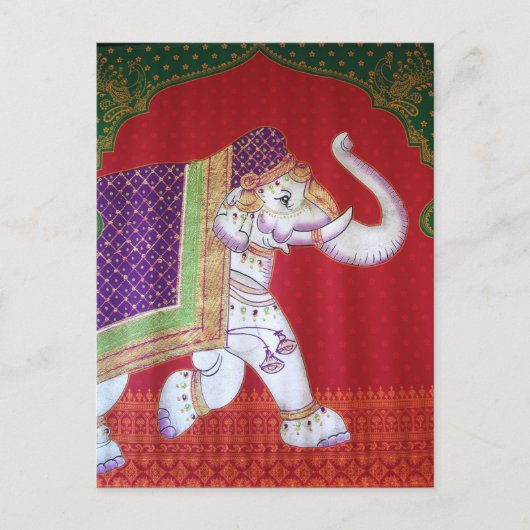 Indiaas briefkaart voor kunstolifanten (Voorkant)