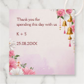 Indiaas bruidspaar met honden karikatuur gunst bedankjes labels (Achterkant)