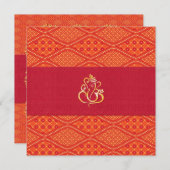 Indiaas bruiloft, rood en Oranje batikpatroon Kaart (Voorkant / Achterkant)