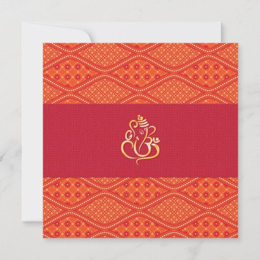 Indiaas bruiloft, rood en Oranje batikpatroon Kaart (Voorkant)