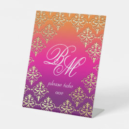 Indiaas bruiloft Roze Paars Sinaasappel  Reclamebord Met Voetstuk