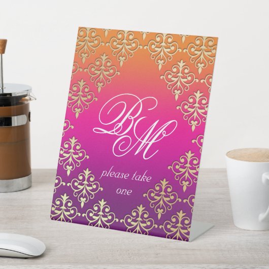 Indiaas bruiloft Roze Paars Sinaasappel  Reclamebord Met Voetstuk (Insitu)