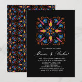 Indiaas bruiloft thema Elephant Floral Black Kaart (Voorkant / Achterkant)