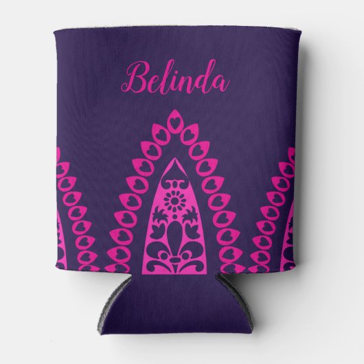 Indiaas decoratief patroon Roze Paars Blikjeskoeler (Voorkant)