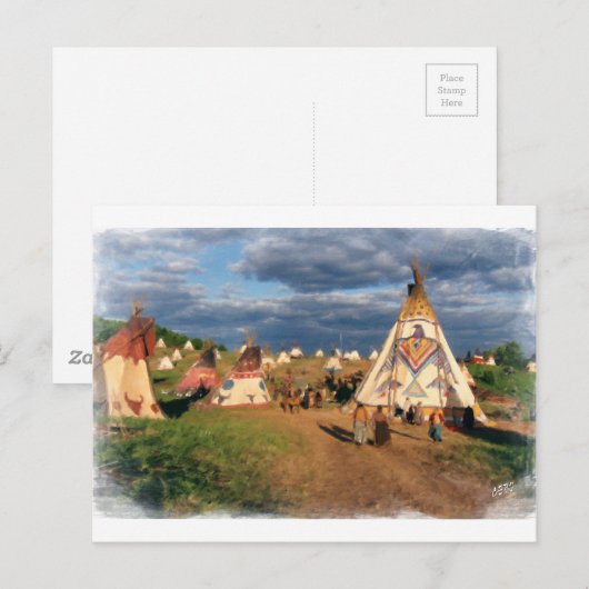 Indiaas dorp briefkaart (Voorkant / Achterkant)