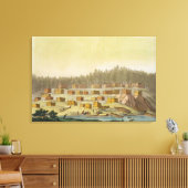 Indiaas dorp, Nieuw-Georgië, Alaska (kleurengrav) Canvas Afdruk (Insitu (Woonkamer))