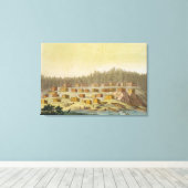 Indiaas dorp, Nieuw-Georgië, Alaska (kleurengrav) Canvas Afdruk (Insitu (Houten vloer))