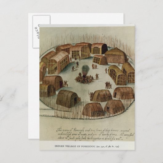Indiaas dorp Pomeiooc Briefkaart (Voorkant / Achterkant)