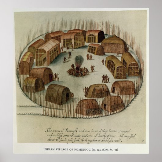 Indiaas dorp Pomeiooc Poster (Voorkant)