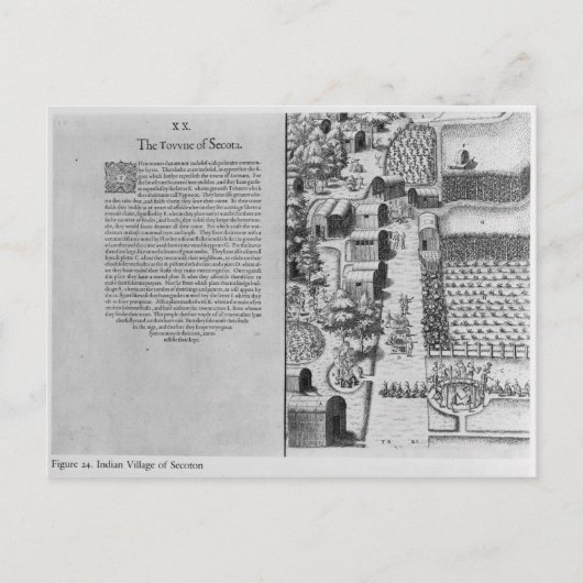 Indiaas dorp Secoton Briefkaart (Voorkant)