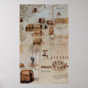 Indiaas dorp Secoton Poster