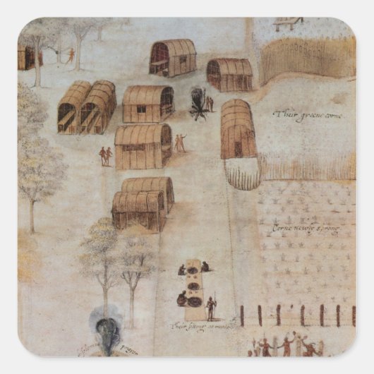 Indiaas dorp Secoton Vierkante Sticker (Voorkant)