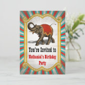 Indiaas Elephant Red Lijst Circus Birthday Party Kaart (Staand voorkant)