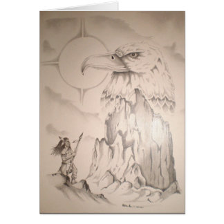 Indiaas gebed op Eagle Rock Tribal Statue.