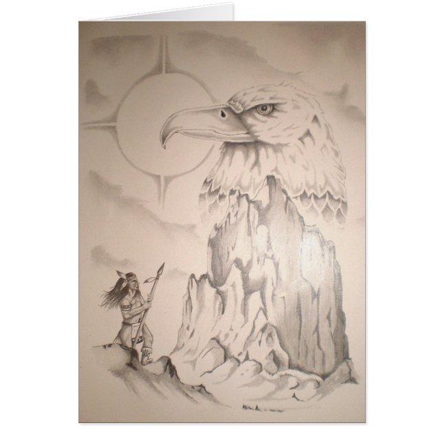 Indiaas gebed op Eagle Rock Tribal Statue. (Voorkant)