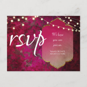 Indiaas Geïnspireerd Boho Damask in diepe roze Briefkaart