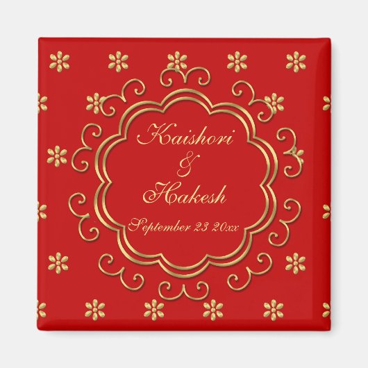 Indiaas geïnspireerd Save the Date / Bruiloft Favo Magneet (Voorkant)