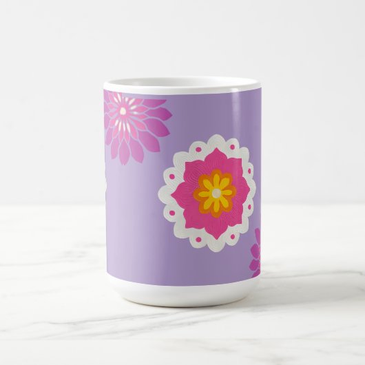 Indiaas geïnspireerde roze en paarse pastel mandal koffiemok (Center)