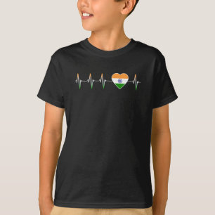 Indiaas hartslag Ik hou van India Vlag Hart Land T-shirt