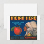 Indiaas hoofd Washington Apples kratellabel Briefkaart (Voorkant / Achterkant)