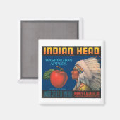 Indiaas hoofd Washington Apples  kratellabel Magneet (Voorkant / Achterkant)