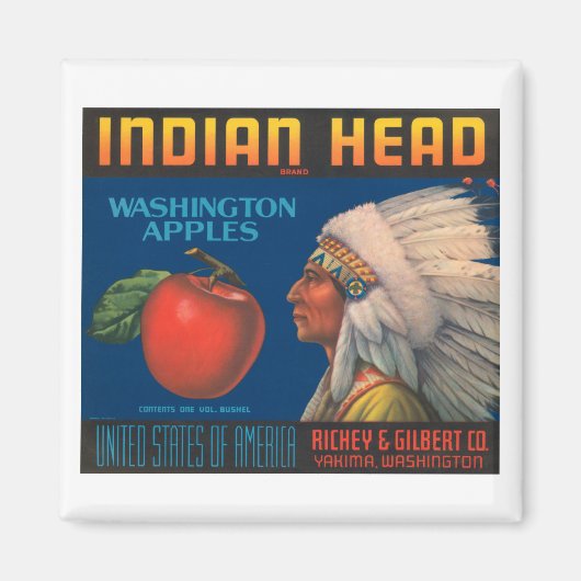 Indiaas hoofd Washington Apples  kratellabel Magneet (Voorkant)