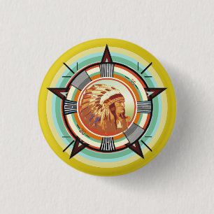 Indiaas hoofdtestpatroon ronde button 3,2 cm