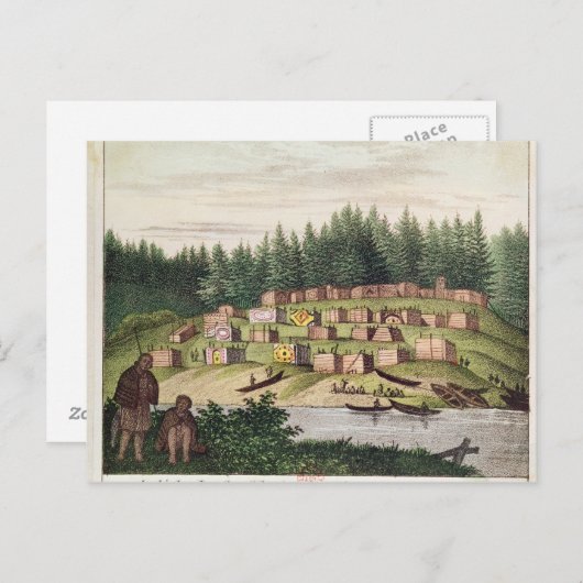 Indiaas kamp op het eiland Quadra Briefkaart (Voorkant / Achterkant)