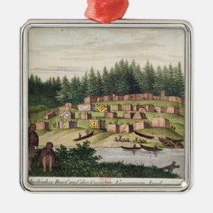 Indiaas kamp op het eiland Quadra Metalen Ornament