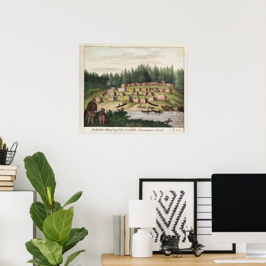 Indiaas kamp op het eiland Quadra Poster (Thuiskantoor)