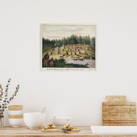 Indiaas kamp op het eiland Quadra Poster (Keuken)