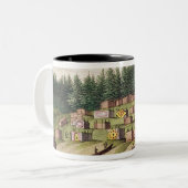 Indiaas kamp op het eiland Quadra Tweekleurige Koffiemok (Voorkant links)