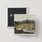 Indiaas kamp op het eiland Quadra Vierkante Button 5,1 Cm (Voorkant /achterkant)