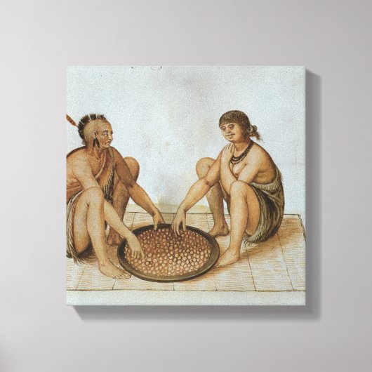 Indiaas Man en Vrouw Eten Canvas Afdruk (Voorkant)