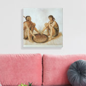 Indiaas Man en Vrouw Eten Canvas Afdruk (Insitu (Woonkamer))