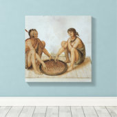 Indiaas Man en Vrouw Eten Canvas Afdruk (Insitu (Houten vloer))