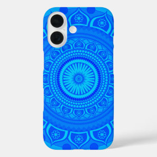 Indiaas mandala Blue iPhone 16 Hoesje