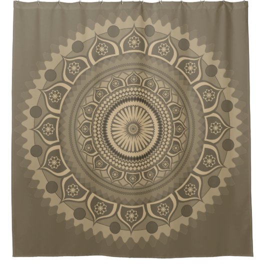 Indiaas mandala Blue in Sepia Douchegordijn (Voorkant)