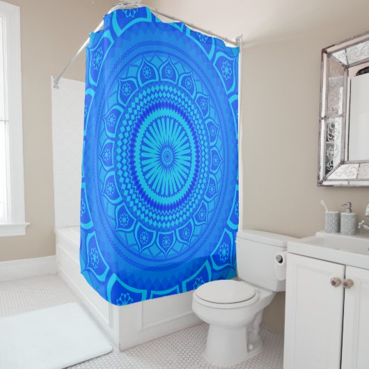 Indiaas mandala Blue Shower-gordijn Douchegordijn (In situ)