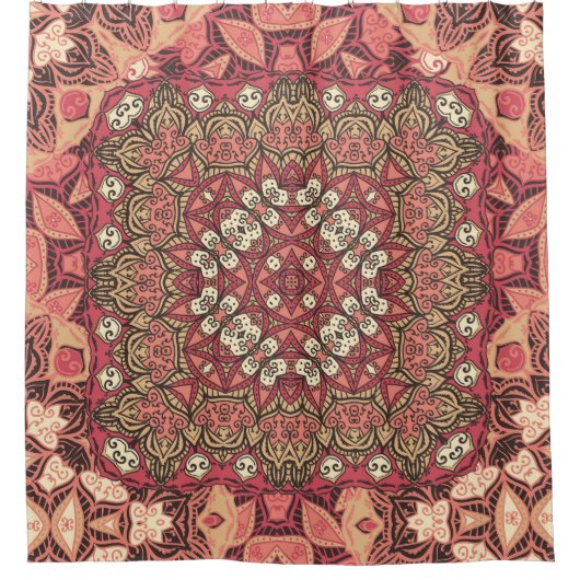 Indiaas medaillon, boho etnisch ornament douchegordijn (Voorkant)