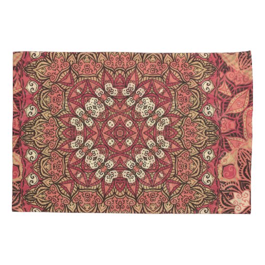 Indiaas medaillon, boho etnisch ornament kussensloop (Achterkant)