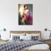 Indiaas Meisje Contemeigent Afbeeldingsfilm Canvas Afdruk (Insitu (Slaapkamer))