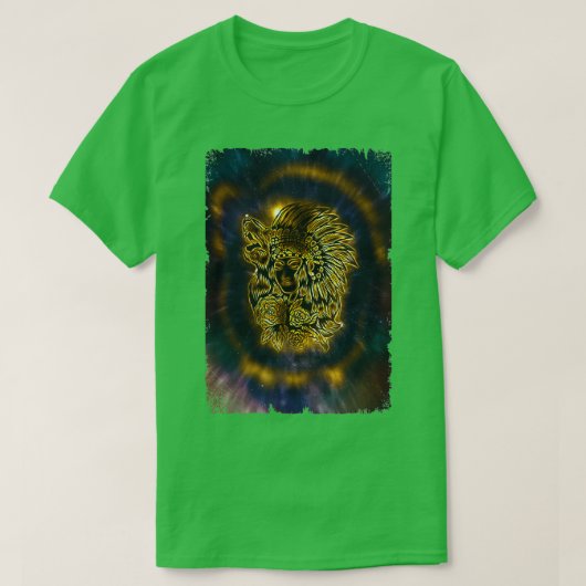 Indiaas meisje Galaxy Howling Wolf T-shirt (Design voorkant)