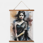 Indiaas meisje in sari hangend wandkleed (Voorkant)